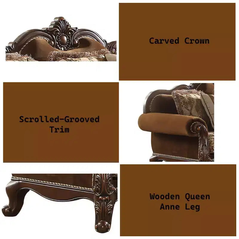 89" Jardena Sofa: Rolled Arms, Queen Anne Legs, Nailhead Trim - Acme Furniture
