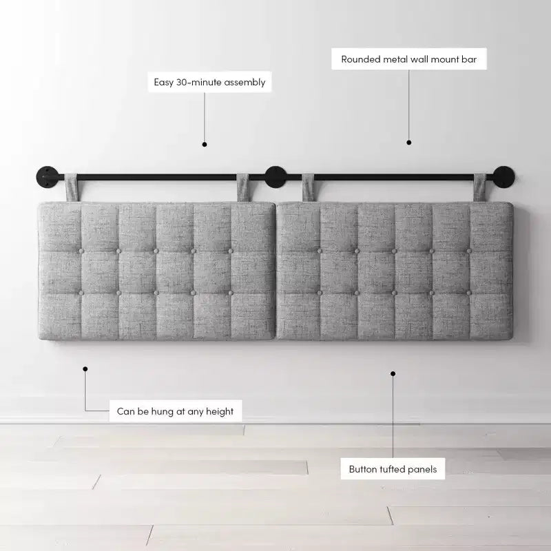 Nathan James King Upholstered Wall Mount Headboard Boucle: Elegant Dorm Room Accessory, Easy to Clean