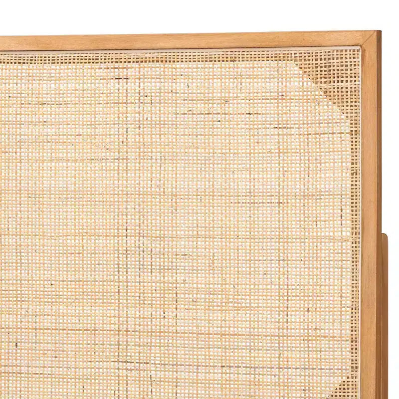 bali & pari Queen Aurelia Bayur Wood and Rattan Headboard: Bohemian Design, Wall or Frame Mount, Adjustable Height