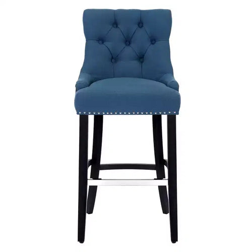 WestinTrends 29 Linen Fabric Tufted Buttons Upholstered Wingback Bar Stool, Tea