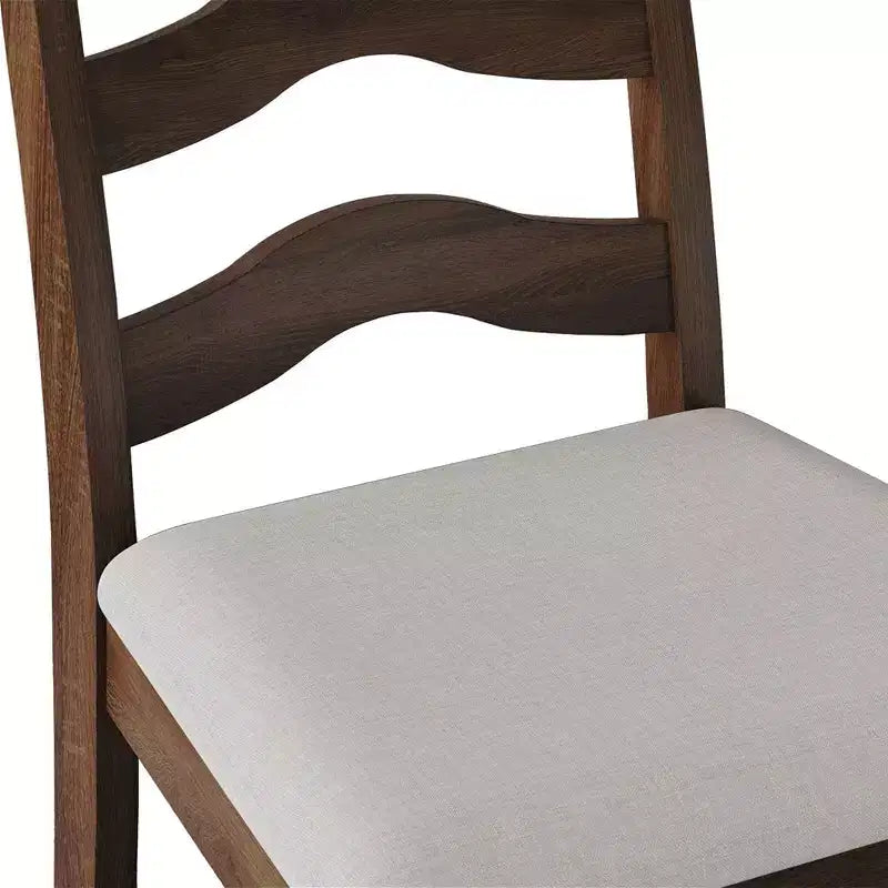 ChaletPosh Wooden Dining Chair With Warm Grey Cover (Set of 2)