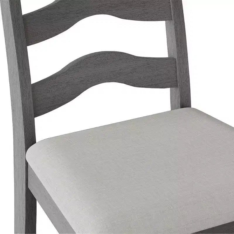 ChaletPosh Wooden Dining Chair With Warm Grey Cover (Set of 2)