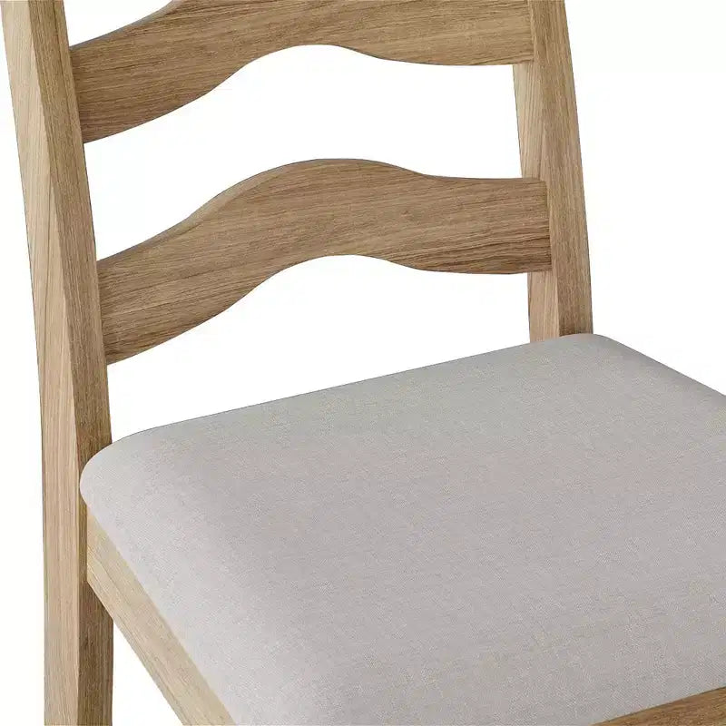 ChaletPosh Wooden Dining Chair With Warm Grey Cover (Set of 2)