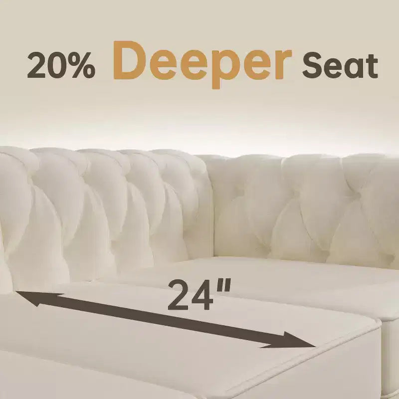 60 in. Velvet Beige Couches 2-Seater Loveseat for Living Room Furniture Sets-Morden Fort