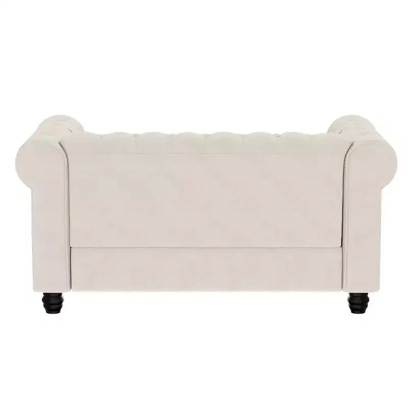 60 in. Velvet Beige Couches 2-Seater Loveseat for Living Room Furniture Sets-Morden Fort