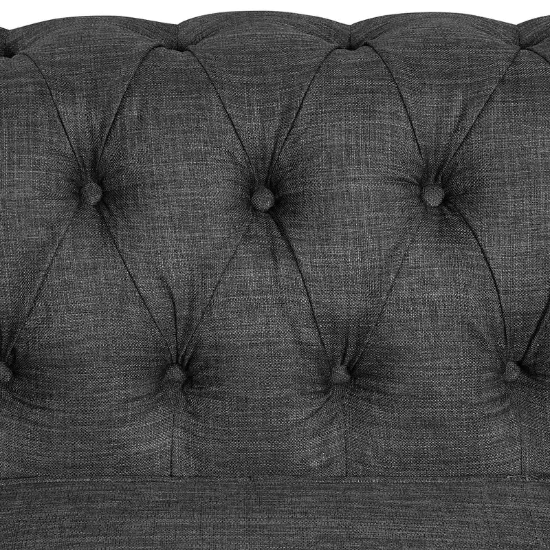 Linen Chesterfield Sofa with Button Tufted, Nailhead, and Solid Wood Legs for Living Room-Morden Fort
